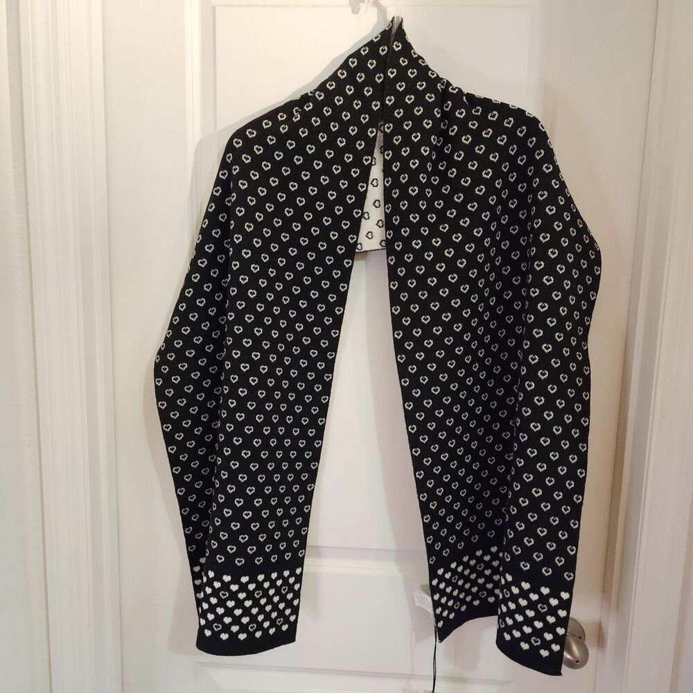 Rebecca Minkoff Heart Shawl Scarf Reversable Black & White New with Tags